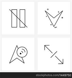 4 Interface Line Icon Set of modern symbols on control, arrow, disable, arrows, cursor Vector Illustration