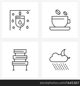 4 Interface Line Icon Set of modern symbols on healthcare, jump, blood, coffee, race Vector Illustration