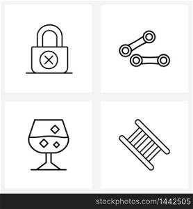 4 Interface Line Icon Set of modern symbols on insecure, alcohol, dumbbell, healthcare, ladder Vector Illustration