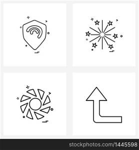 4 Interface Line Icon Set of modern symbols on medical, capture, ear, firework, camera Vector Illustration