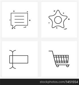 4 Interface Line Icon Set of modern symbols on messages, cursor, chat, favorite, type Vector Illustration