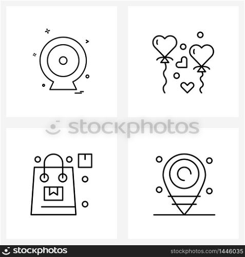 4 Interface Line Icon Set of modern symbols on mic, delivery, audio, heart, logistics Vector Illustration