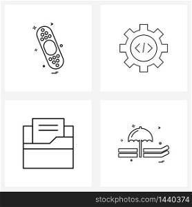 4 Interface Line Icon Set of modern symbols on plaster, folders, coding, programming, eco Vector Illustration