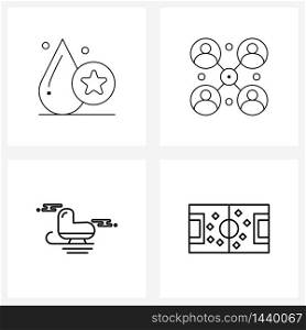 4 Interface Line Icon Set of modern symbols on platelet, cart, developer, web, winters Vector Illustration
