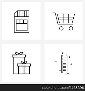 4 Interface Line Icon Set of modern symbols on sim, box, basket, ecommerce, beauty Vector Illustration