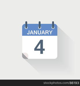 4 january calendar icon. 4 january calendar icon on grey background