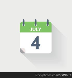 4 july calendar icon. 4 july calendar icon on grey background