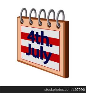 4 July Calendar,Independence Day USA cartoon icon on white background. 4 July Calendar,Independence Day USA cartoon icon