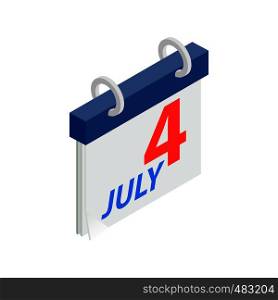 4 July Calendar,Independence Day USA isometric 3d icon on white background. 4 July Calendar,Independence Day USA icon