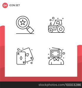 4 Line concept for Websites Mobile and Apps achievements, game, agriculture, tractor, content Editable Vector Design Elements