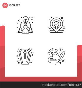 4 Line concept for Websites Mobile and Apps business, halloween, work, map, heart Editable Vector Design Elements