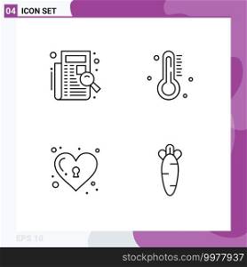 4 Line concept for Websites Mobile and Apps check, heart, listing, temperature, love Editable Vector Design Elements