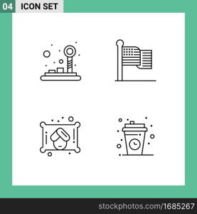 4 Line concept for Websites Mobile and Apps control, towel, joystick, thanksgiving, break Editable Vector Design Elements