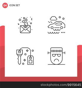 4 Line concept for Websites Mobile and Apps day, key, mail, rain, success Editable Vector Design Elements