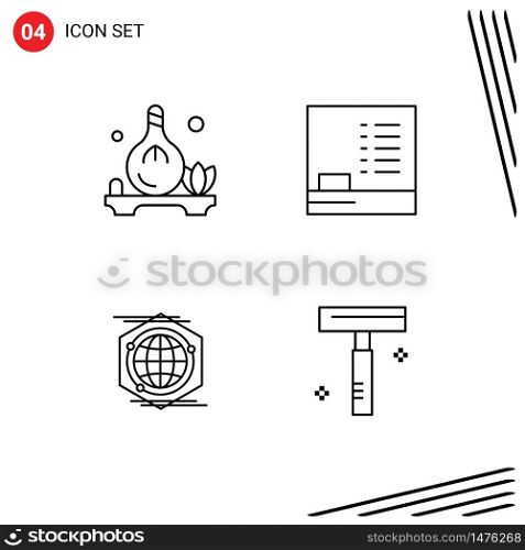4 Line concept for Websites Mobile and Apps herb, space, aroma, , beauty Editable Vector Design Elements