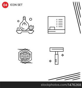 4 Line concept for Websites Mobile and Apps herb, space, aroma, , beauty Editable Vector Design Elements