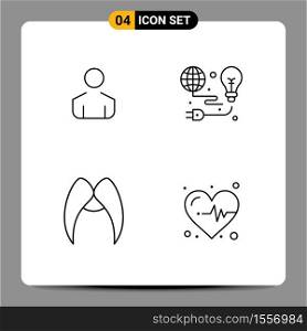 4 Line concept for Websites Mobile and Apps male, hipster, protection, earth, male Editable Vector Design Elements