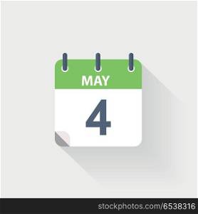 4 may calendar icon. 4 may calendar icon on grey background