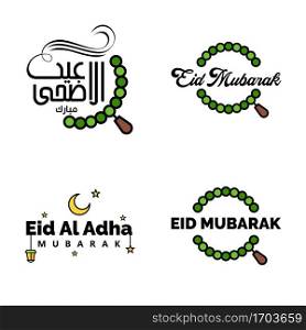 4 Modern Eid Fitr Greetings Written In Arabic Calligraphy Decorative Text For Greeting Card And Wishing The Happy Eid On This Religious Occasion