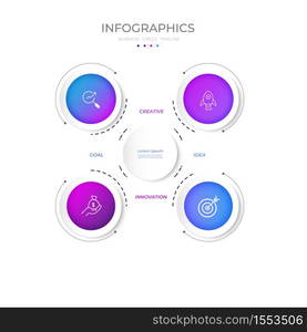 4 partition Color gradient chart origami paper color info-graphic template for diagram presentation chart and business concept with 4 element options