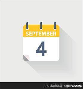 4 september calendar icon. 4 september calendar icon on grey background