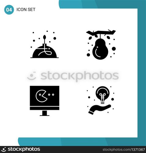 4 Solid Glyph concept for Websites Mobile and Apps alcohol, game, lab, fall, video Editable Vector Design Elements