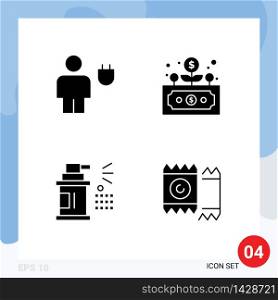 4 Solid Glyph concept for Websites Mobile and Apps avatar, bottle, human, development, spray Editable Vector Design Elements