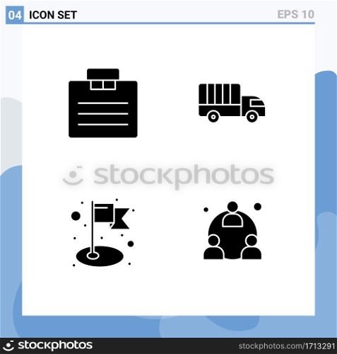 4 Solid Glyph concept for Websites Mobile and Apps briefcase, flag, suitcase, transport, business Editable Vector Design Elements