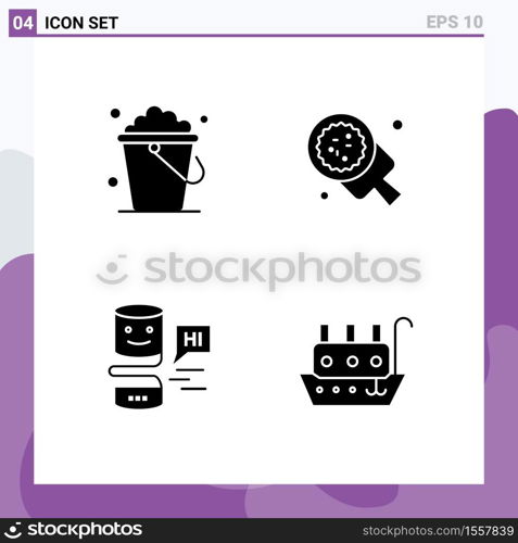 4 Solid Glyph concept for Websites Mobile and Apps bucket, conversational interfaces, home, italian, interface Editable Vector Design Elements