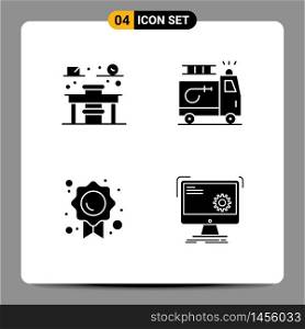 4 Solid Glyph concept for Websites Mobile and Apps chair, trust, firefighter, accident, command Editable Vector Design Elements