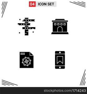 4 Solid Glyph concept for Websites Mobile and Apps cowboy, processing, signs, house, achievements Editable Vector Design Elements