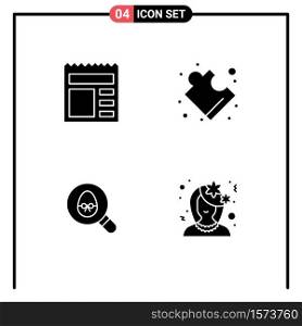 4 Solid Glyph concept for Websites Mobile and Apps document, easter, bank, solution, avatar Editable Vector Design Elements