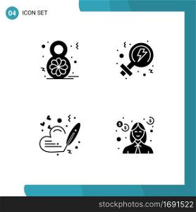 4 Solid Glyph concept for Websites Mobile and Apps eight, pen, celebrate, women, debt Editable Vector Design Elements