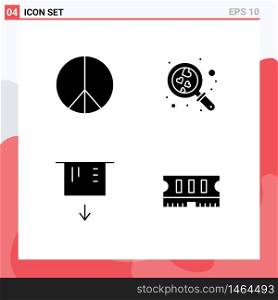 4 Solid Glyph concept for Websites Mobile and Apps freedom, money, heart, wedding, memory Editable Vector Design Elements