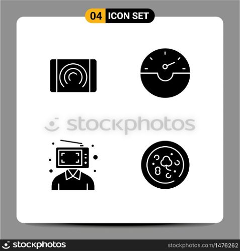 4 Solid Glyph concept for Websites Mobile and Apps interaction, digital, interface, speed, marketing Editable Vector Design Elements