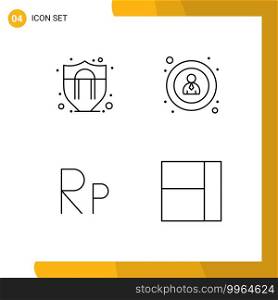 4 Thematic Vector Filledline Flat Colors and Editable Symbols of access, grid, interface, idr, Layer 1 Editable Vector Design Elements