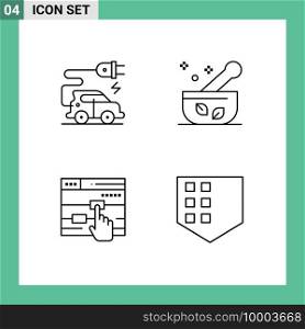 4 Thematic Vector Filledline Flat Colors and Editable Symbols of automotive technology, touch, hospital, soup, protect Editable Vector Design Elements