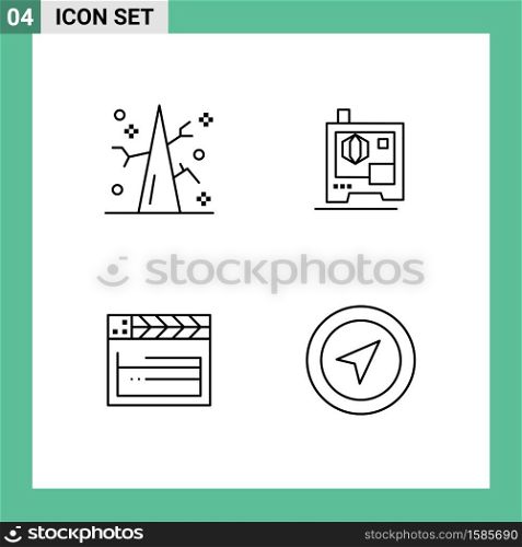 4 Thematic Vector Filledline Flat Colors and Editable Symbols of autumn, usa, winter, scanner, location Editable Vector Design Elements