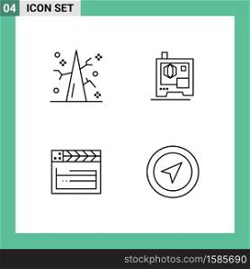 4 Thematic Vector Filledline Flat Colors and Editable Symbols of autumn, usa, winter, scanner, location Editable Vector Design Elements