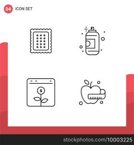 4 Thematic Vector Filledline Flat Colors and Editable Symbols of bakery, banking, food, art, business Editable Vector Design Elements