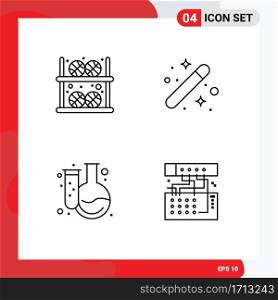 4 Thematic Vector Filledline Flat Colors and Editable Symbols of ball, graphical, player, design, chemistry Editable Vector Design Elements
