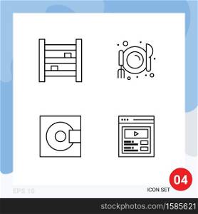 4 Thematic Vector Filledline Flat Colors and Editable Symbols of cabinet, electronics, interior, diet, products Editable Vector Design Elements