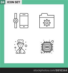 4 Thematic Vector Filledline Flat Colors and Editable Symbols of connect, chip, control, avatar, future Editable Vector Design Elements
