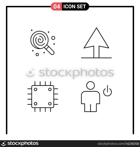 4 Thematic Vector Filledline Flat Colors and Editable Symbols of dessert, hardware, sweets, computers, body Editable Vector Design Elements