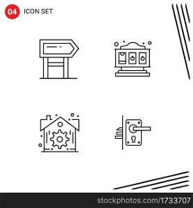 4 Thematic Vector Filledline Flat Colors and Editable Symbols of direction, settings, motivation, play, door Editable Vector Design Elements