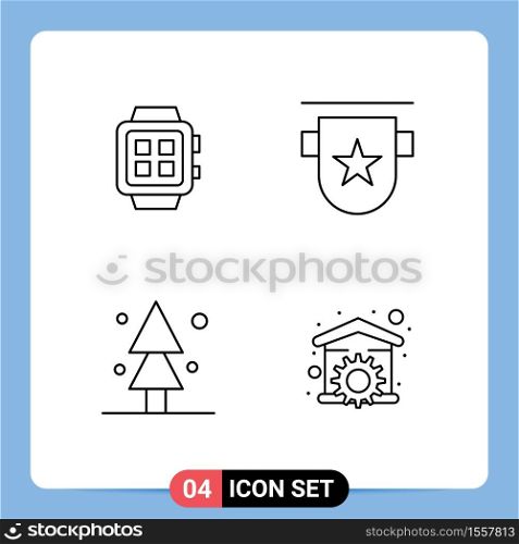 4 Thematic Vector Filledline Flat Colors and Editable Symbols of electronic, stamp, technology, badges, nature Editable Vector Design Elements