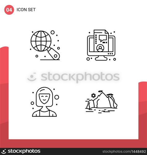 4 Thematic Vector Filledline Flat Colors and Editable Symbols of globe, director, business, live, manager Editable Vector Design Elements
