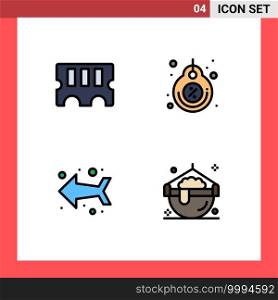 4 Thematic Vector Filledline Flat Colors and Editable Symbols of hardware, left, label, tag, cook Editable Vector Design Elements