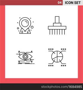 4 Thematic Vector Filledline Flat Colors and Editable Symbols of location, eye, combine, rural, looking Editable Vector Design Elements