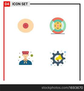 4 Thematic Vector Flat Icons and Editable Symbols of anatomy, boy, film, print, professional Editable Vector Design Elements